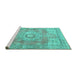 Sideview of Machine Washable Medallion Turquoise Traditional Area Rugs, wshtr4501turq