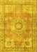 Machine Washable Medallion Yellow Traditional Rug, wshtr4501yw