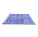 Sideview of Machine Washable Medallion Blue Traditional Rug, wshtr4501blu