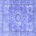 Square Machine Washable Medallion Blue Traditional Rug, wshtr4501blu
