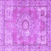 Square Machine Washable Medallion Purple Traditional Area Rugs, wshtr4501pur