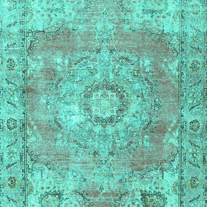 Machine Washable Medallion Turquoise Traditional Area Rugs, wshtr4501turq