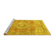 Sideview of Machine Washable Medallion Yellow Traditional Rug, wshtr4501yw