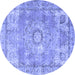 Round Medallion Blue Traditional Rug, tr4501blu