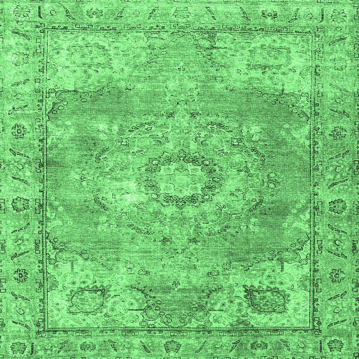 Square Machine Washable Medallion Emerald Green Traditional Area Rugs, wshtr4501emgrn