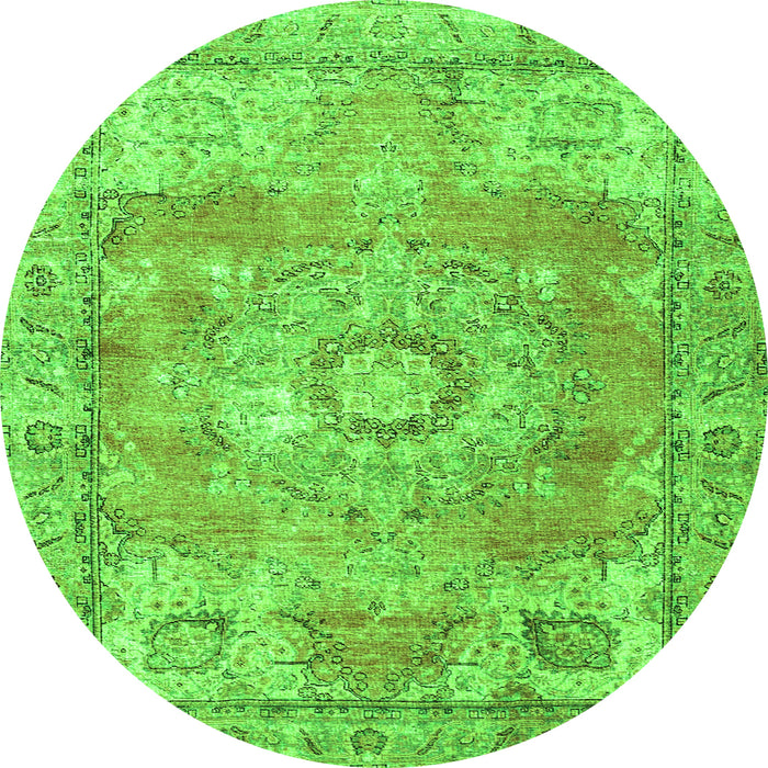 Square Medallion Green Traditional Rug, tr4501grn