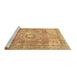 Sideview of Machine Washable Medallion Brown Traditional Rug, wshtr4501brn