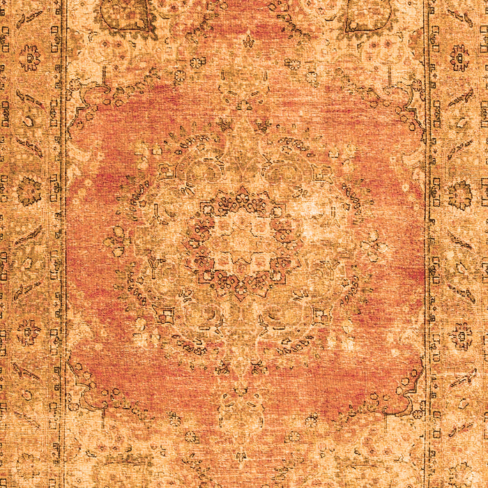Serging Thickness of Machine Washable Medallion Orange Traditional Area Rugs, wshtr4501org