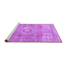 Sideview of Machine Washable Medallion Purple Traditional Area Rugs, wshtr4501pur