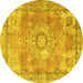 Round Medallion Yellow Traditional Rug, tr4501yw