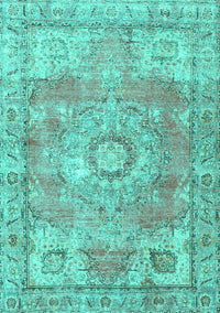 Medallion Turquoise Traditional Rug, tr4501turq