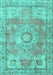 Medallion Turquoise Traditional Rug, tr4501turq