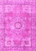 Machine Washable Medallion Pink Traditional Rug, wshtr4501pnk