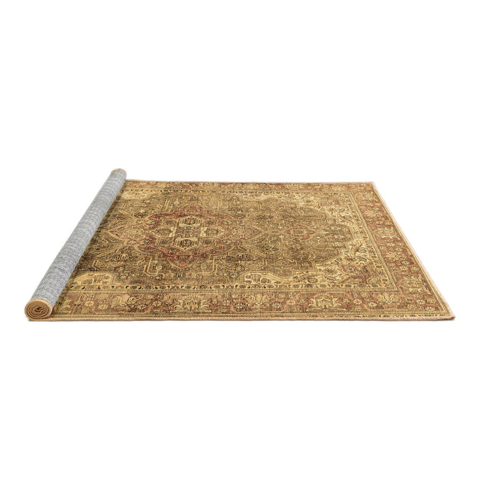 Sideview of Machine Washable Medallion Brown Traditional Rug, wshtr4502brn
