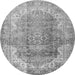 Machine Washable Medallion Gray Traditional Rug, wshtr4502gry