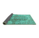 Sideview of Medallion Turquoise Traditional Rug, tr4502turq