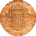 Machine Washable Medallion Orange Traditional Area Rugs, wshtr4502org