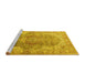 Sideview of Machine Washable Medallion Yellow Traditional Rug, wshtr4502yw