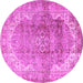 Round Medallion Pink Traditional Rug, tr4502pnk