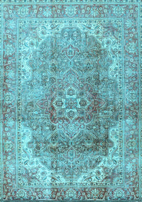 Medallion Light Blue Traditional Rug, tr4502lblu