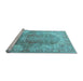 Sideview of Machine Washable Medallion Light Blue Traditional Rug, wshtr4502lblu