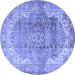 Round Medallion Blue Traditional Rug, tr4502blu