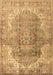 Machine Washable Medallion Brown Traditional Rug, wshtr4502brn