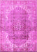 Machine Washable Medallion Pink Traditional Rug, wshtr4502pnk