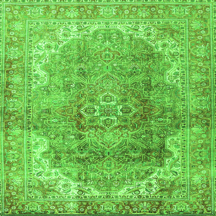 Serging Thickness of Medallion Green Traditional Rug, tr4502grn