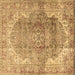 Square Machine Washable Medallion Brown Traditional Rug, wshtr4502brn