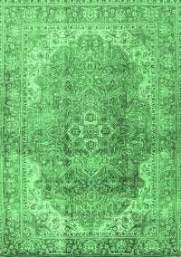 Medallion Emerald Green Traditional Rug, tr4502emgrn