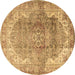 Round Medallion Brown Traditional Rug, tr4502brn