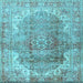 Square Medallion Light Blue Traditional Rug, tr4502lblu