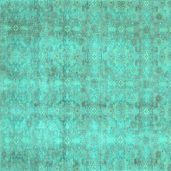 Square Machine Washable Persian Turquoise Traditional Area Rugs, wshtr4503turq