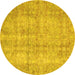 Round Persian Yellow Traditional Rug, tr4503yw