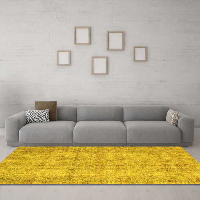 Machine Washable Persian Yellow Traditional Rug in a Living Room, wshtr4503yw