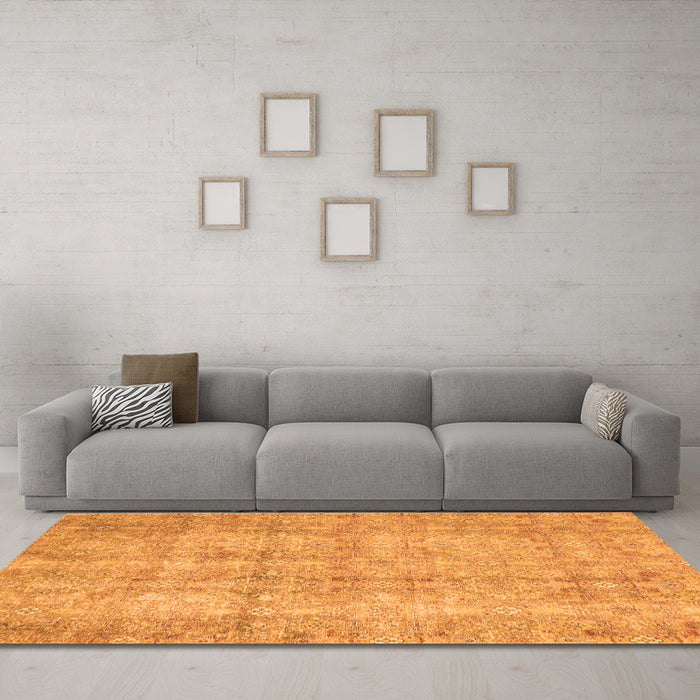 Machine Washable Persian Orange Traditional Area Rugs in a Living Room, wshtr4503org