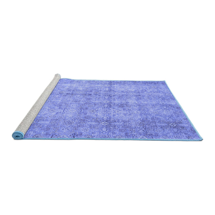 Sideview of Machine Washable Persian Blue Traditional Rug, wshtr4503blu