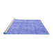 Sideview of Machine Washable Persian Blue Traditional Rug, wshtr4503blu