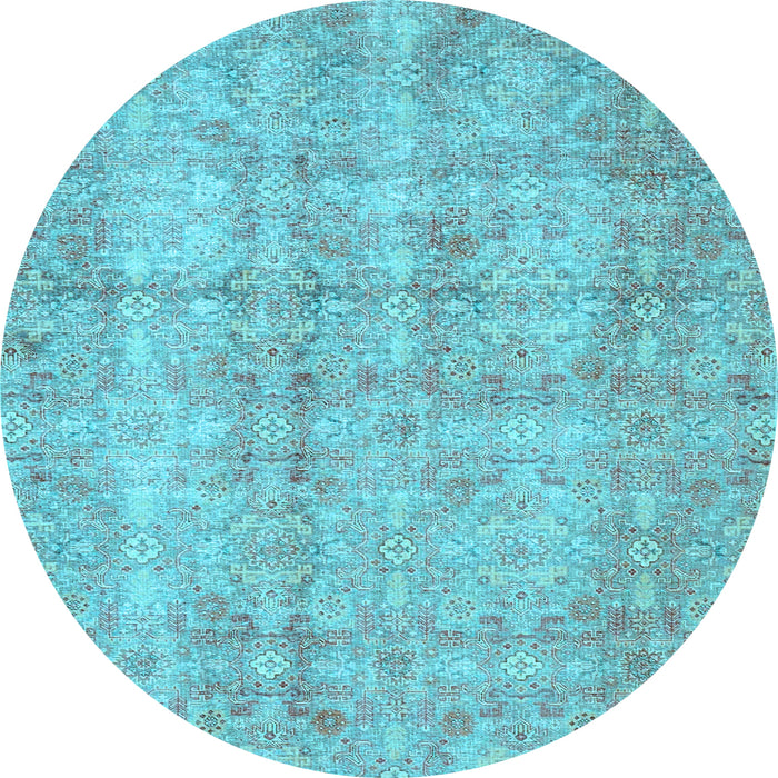 Round Machine Washable Persian Light Blue Traditional Rug, wshtr4503lblu