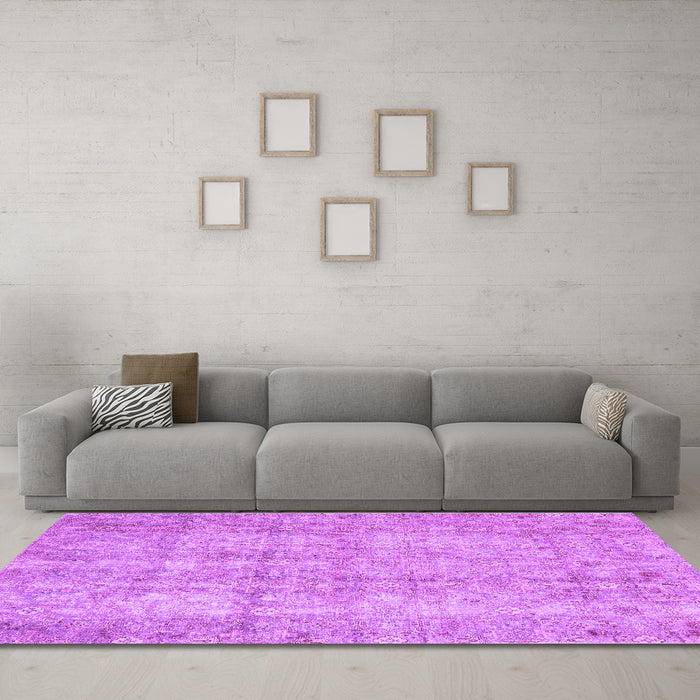 Machine Washable Persian Purple Traditional Area Rugs in a Living Room, wshtr4503pur