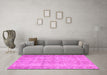 Machine Washable Persian Pink Traditional Rug in a Living Room, wshtr4503pnk