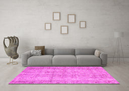 Machine Washable Persian Pink Traditional Rug in a Living Room, wshtr4503pnk
