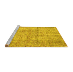 Sideview of Machine Washable Persian Yellow Traditional Rug, wshtr4503yw