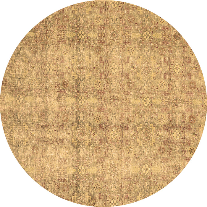 Round Persian Brown Traditional Rug, tr4503brn