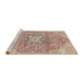 Sideview of Machine Washable Traditional Copper Red Pink Rug, wshtr4504