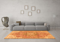 Machine Washable Medallion Orange Traditional Rug, wshtr4504org