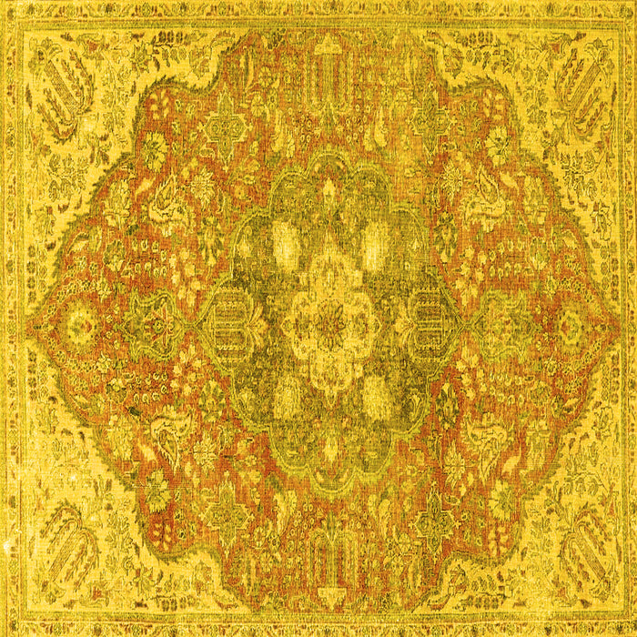 Square Medallion Yellow Traditional Rug, tr4504yw