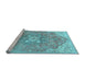 Sideview of Machine Washable Medallion Light Blue Traditional Rug, wshtr4504lblu