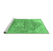 Sideview of Machine Washable Medallion Emerald Green Traditional Area Rugs, wshtr4504emgrn